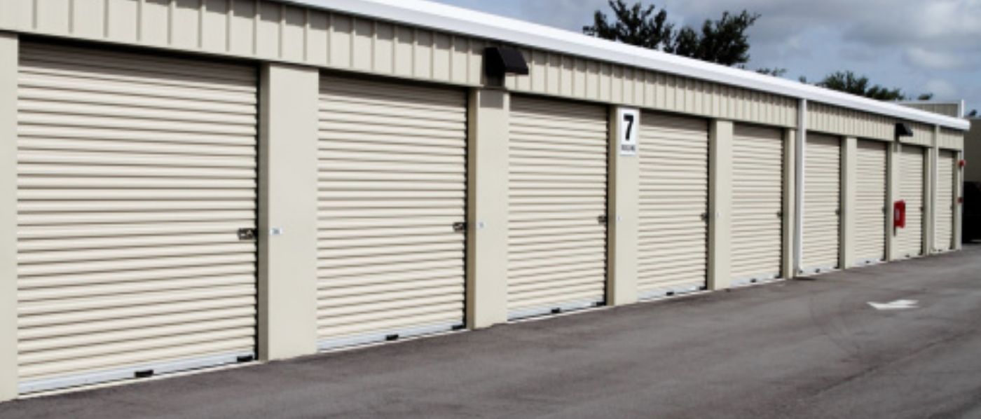 Outdoor storage units with roll up doors at The Storage Vault Greer, SC 